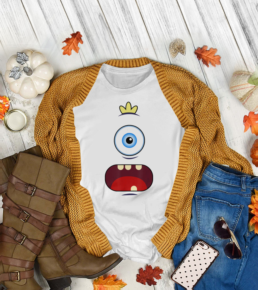 One Eyed Monster Face Cute Easy Costume with Cartoon Expression T-Shirt