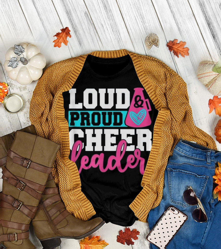 Loud Proud Cheerleader Megaphone Heart Motif Cheerleading Cos T-Shirt