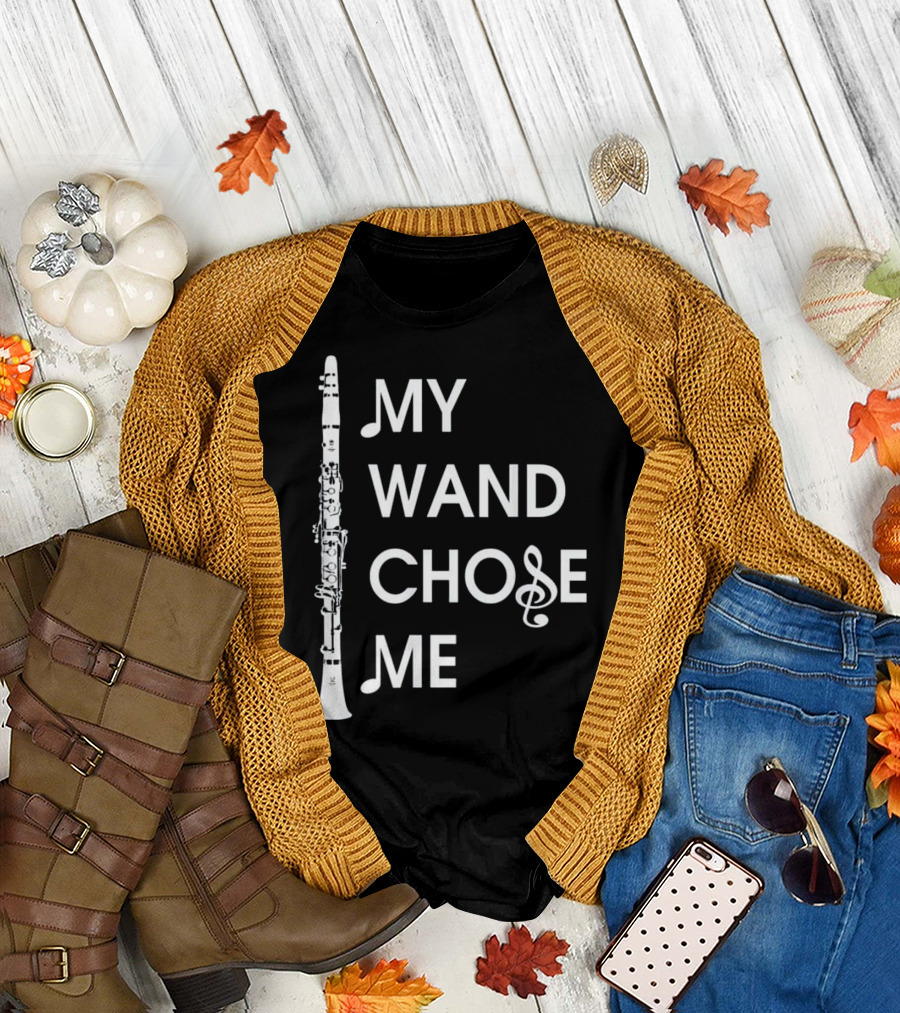 Clarinet My Wand Chose Me Treble Clef Musical Instrument T-Shirt