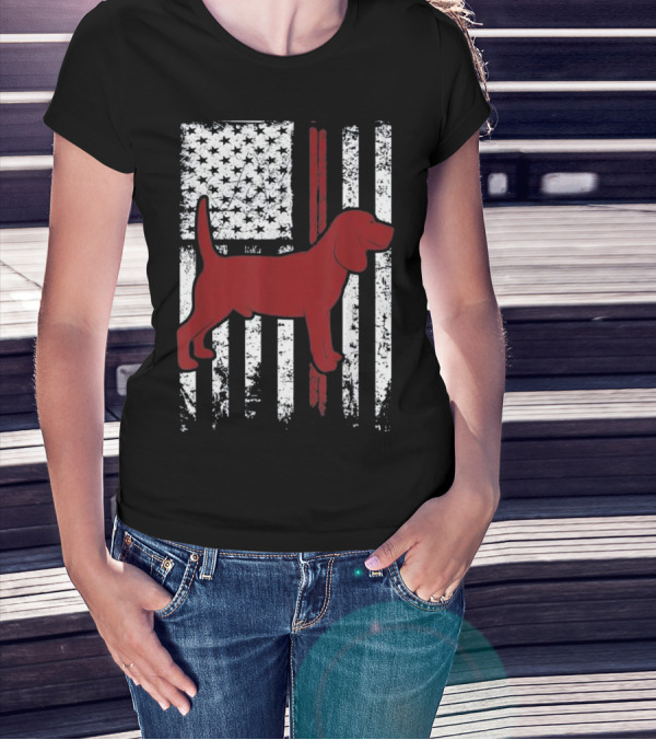 Patriotic American Beagle Dog With Flag Elements T-Shirt