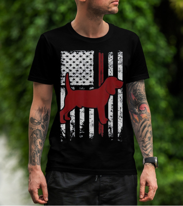 Patriotic American Beagle Dog With Flag Elements T-Shirt
