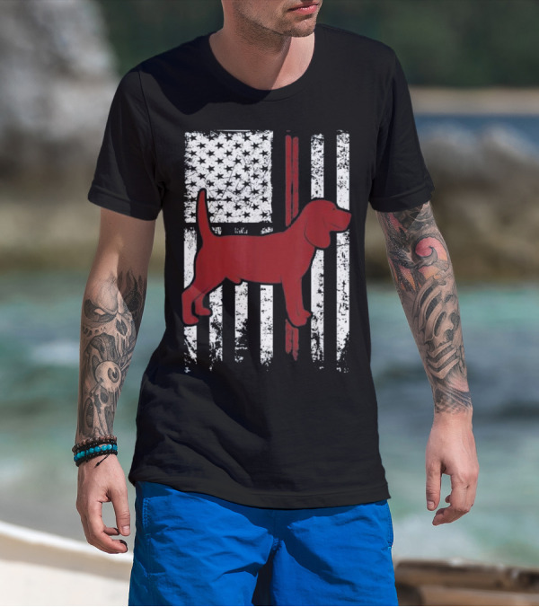 Patriotic American Beagle Dog With Flag Elements T-Shirt