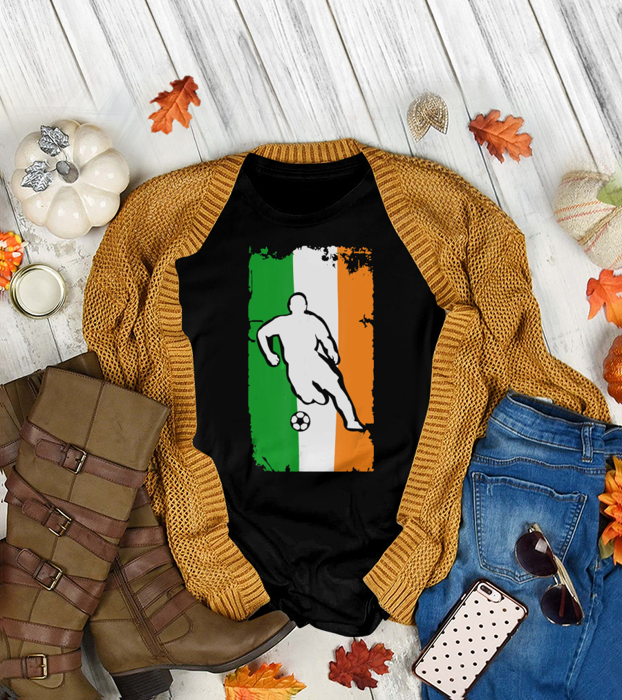 Ireland Football Soccer Jersey with Irish Flag and Player T-Shirt