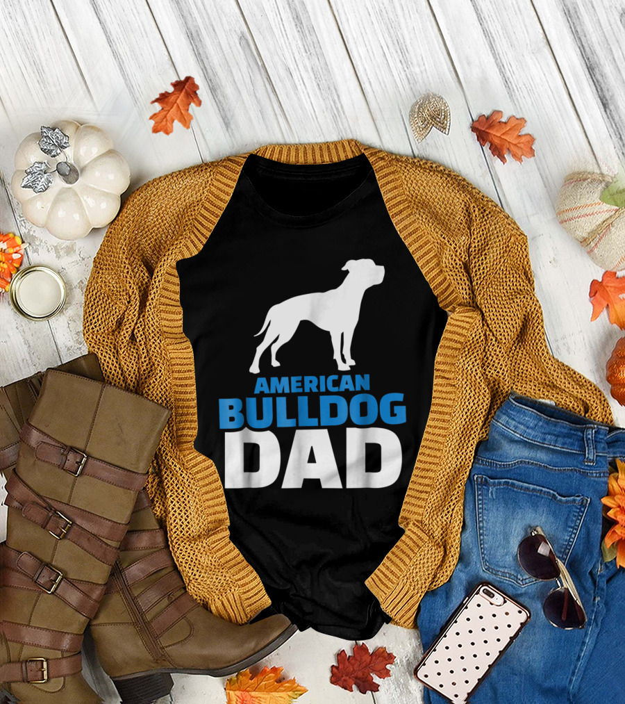 American Bulldog Dad Men's Graphic with White T-Shirt