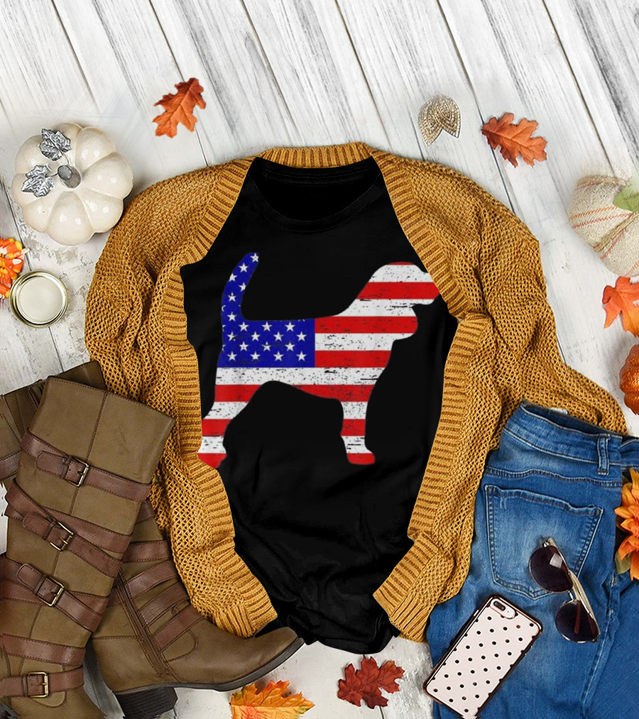 USA American Flag Beagle Dog Silhouette 4th of July T-Shirt
