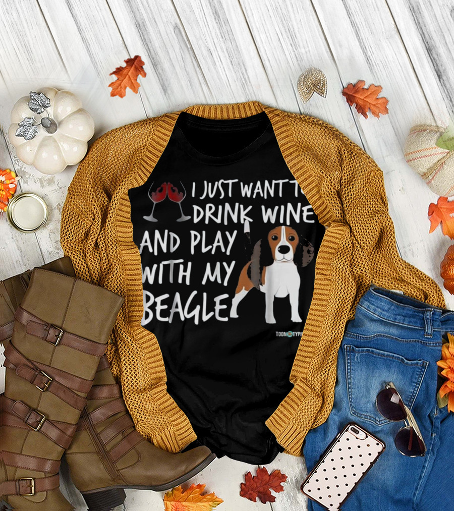 I Just Want to Drink Wine and Play with My Beagle Toon Typhoon T-Shirt