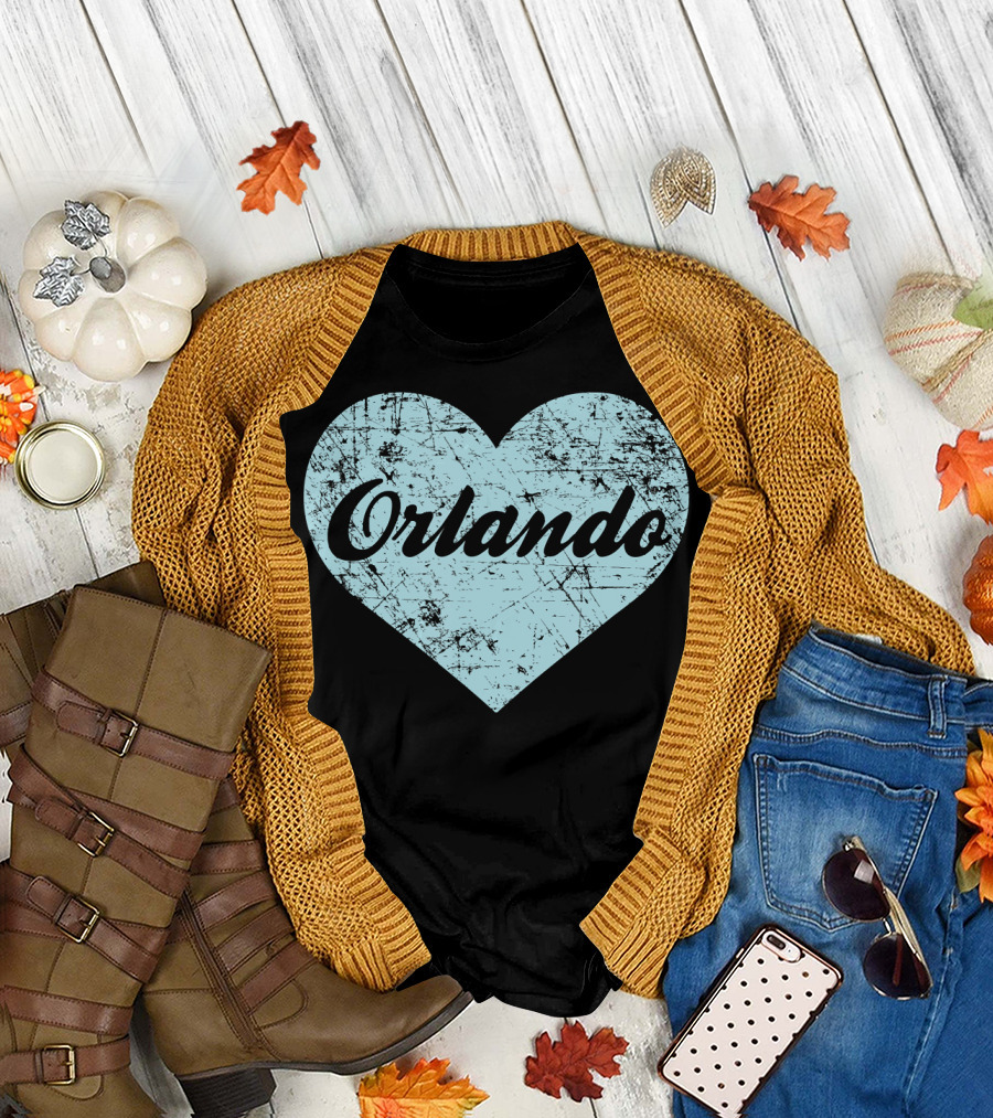 Orlando Heart Florida Souvenir Blue Vintage Grunge T-Shirt