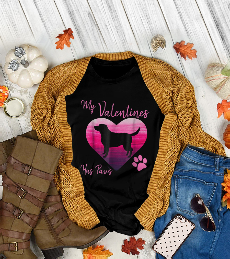 My Valentines Has Paws Labrador Retriever Heart T-Shirt