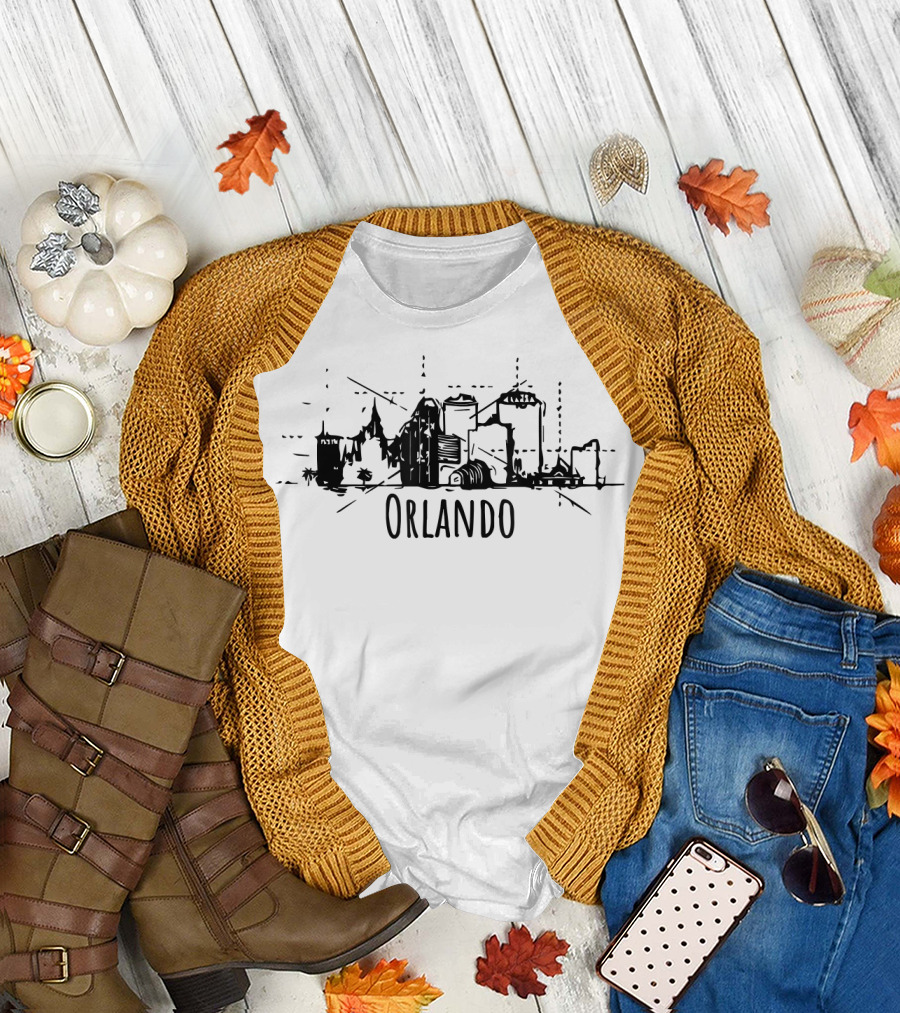 Orlando Florida Skyline Sketch Cityscape T-Shirt