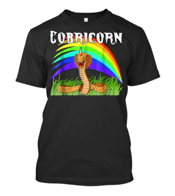 COBRICORN Cobra Snake Unicorn With Rainbow And Grass T-Shirt