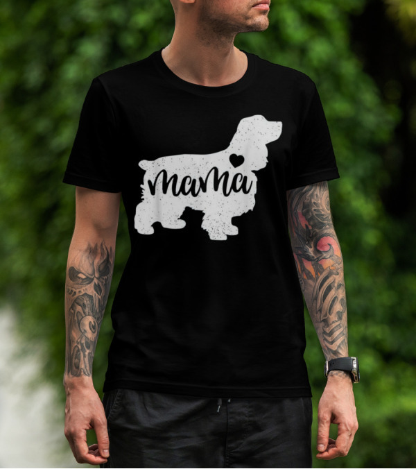 Mama Cocker Spaniel Silhouette With Heart Accent T-Shirt