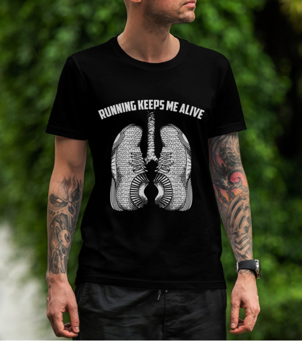 Running Keeps Me Alive Shoe Lung Art Marathon Motivation T-Shirt