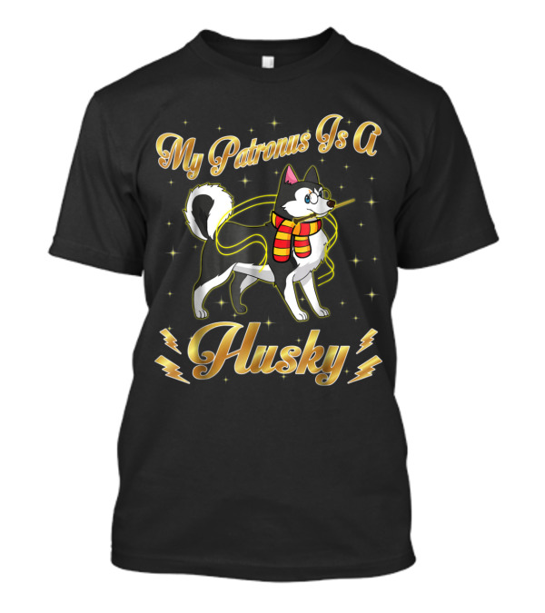 My Patronus Is A Husky Dog In Wizard Scarf With Magic Wand T-Shirt