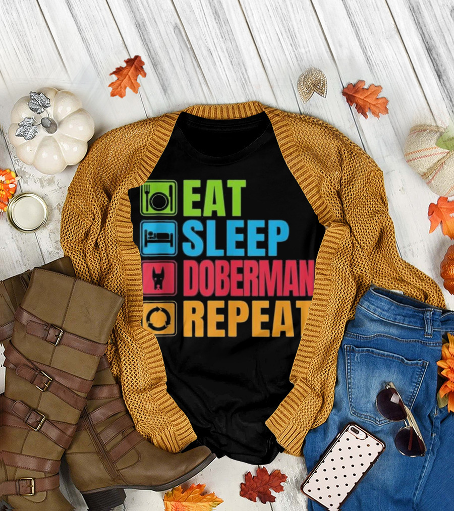 Eat Sleep Doberman Repeat Funny Dog Lover Sleeveless T-Shirt