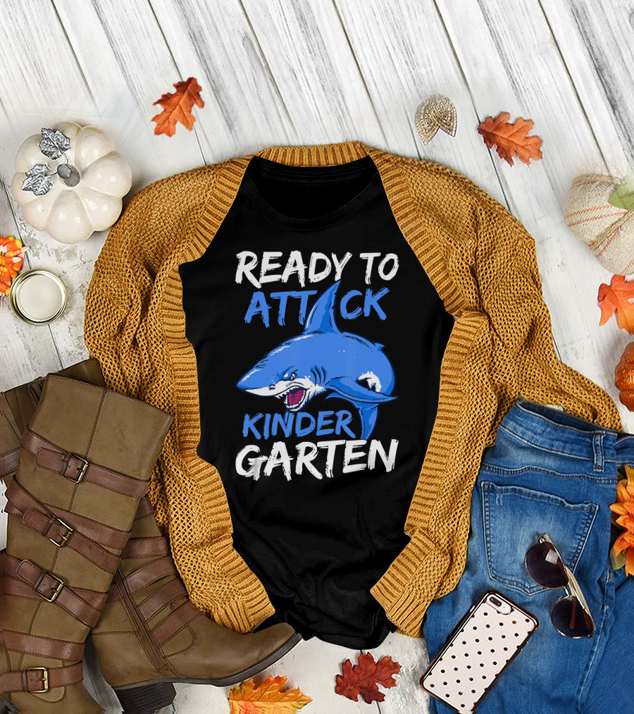Ready to Attack Kindergarten Shark Boys Bac T-Shirt