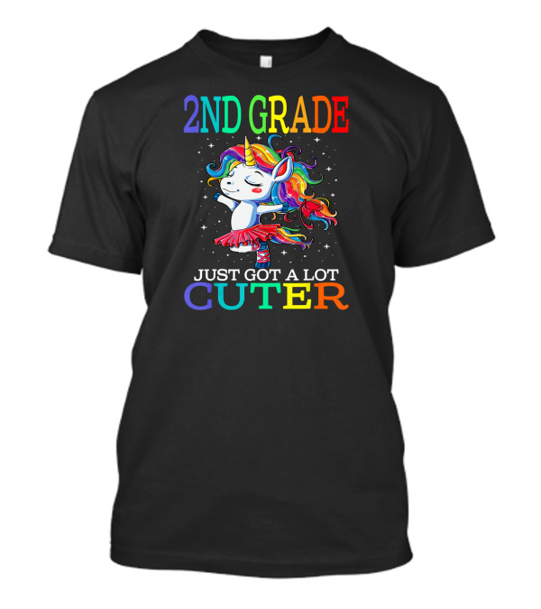 2nd Grade Just Got A Lot Cuter Rainbow Dabbing Unicorn Stars T-Shirt