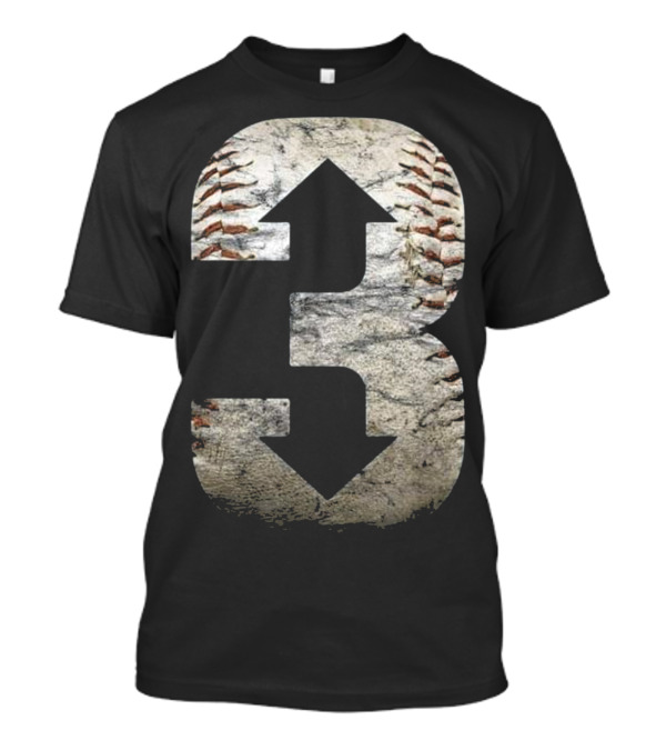 3 Up 3 Down Baseball Themed Shirt With Arrows And Stitched Texture T-Shirt