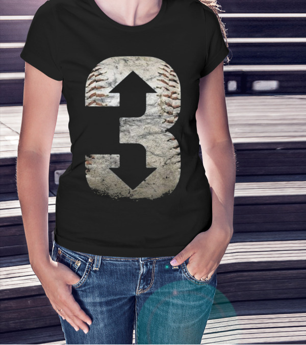 3 Up 3 Down Baseball Themed Shirt With Arrows And Stitched Texture T-Shirt