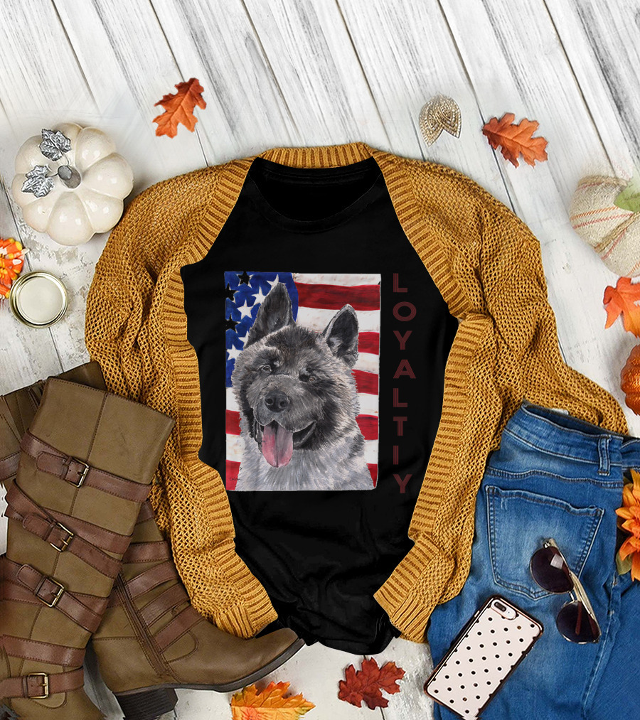 Vintage Patriot Akita American Flag Loyalty T-Shirt