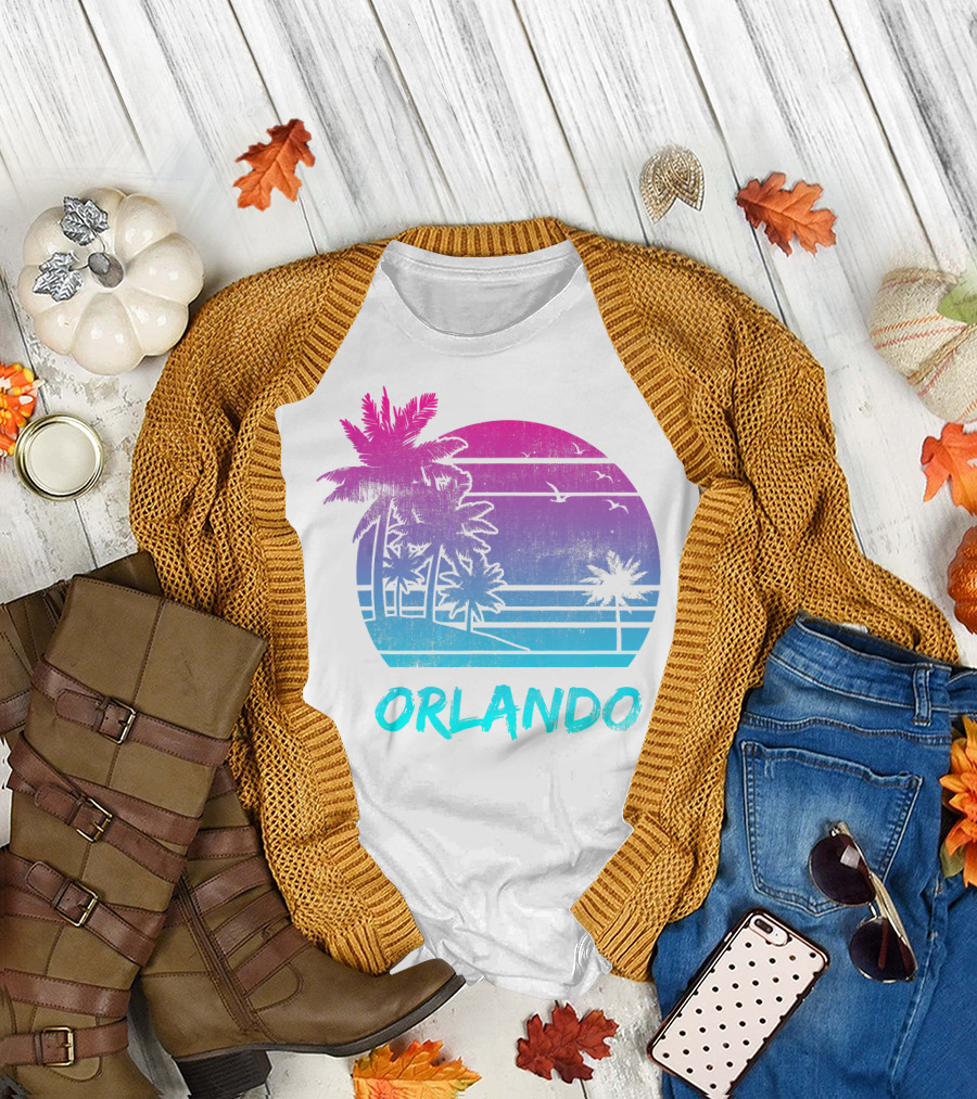 Orlando Florida Vacation Palm Beach Vintage Sunset Palms T-Shirt