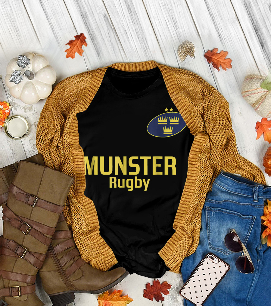 Munster Rugby Modern Logo with Crown Symbol and Stars T-Shirt