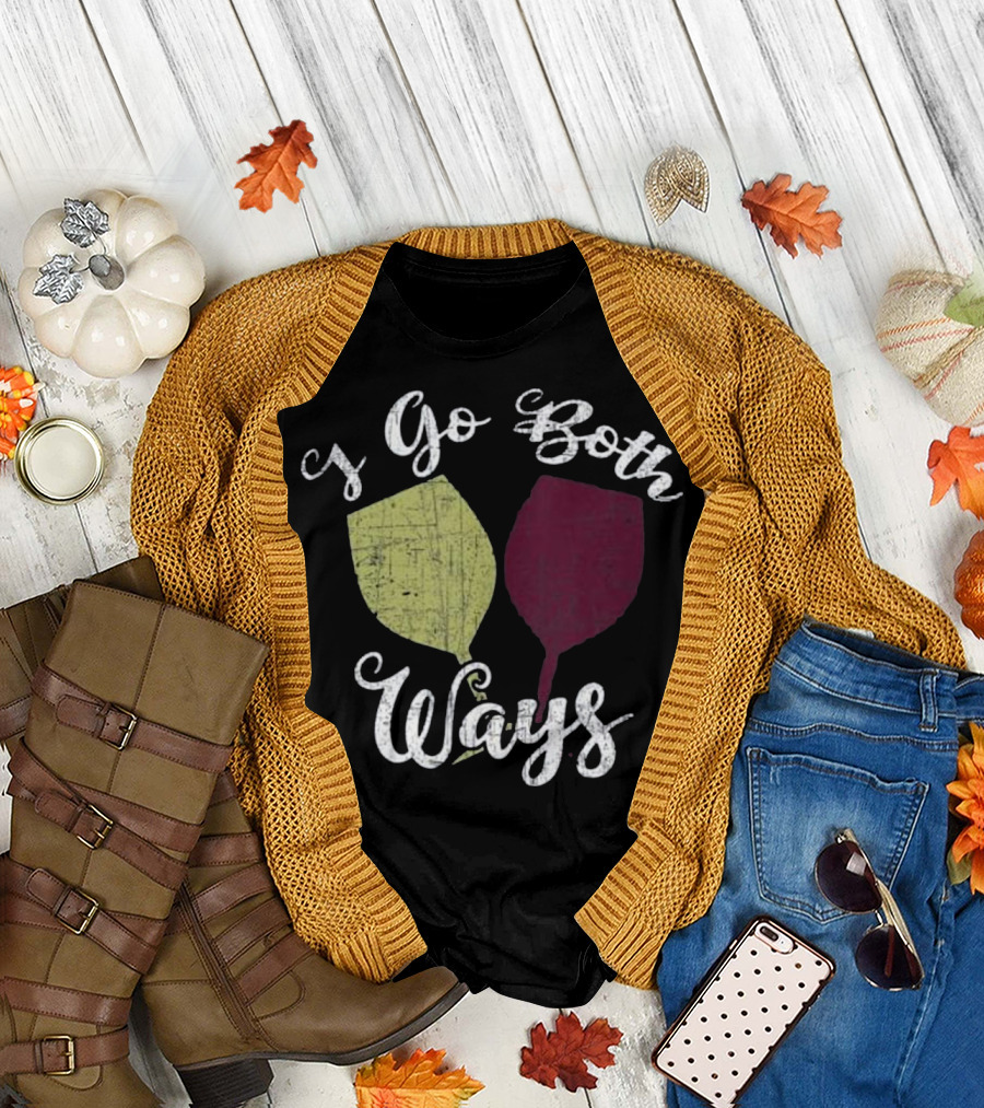 I Go Both Ways Red White Wine Glasses T-Shirt