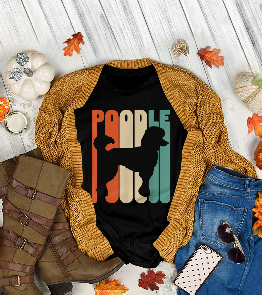 Poodle Silhouette Retro Vintage Poodle T-Shirt