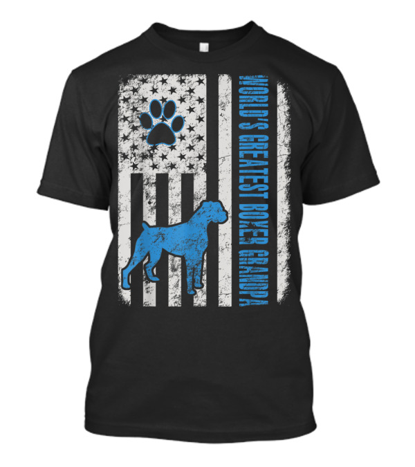 World's Greatest Boxer Grandpa American Flag And Dog Paw T-Shirt