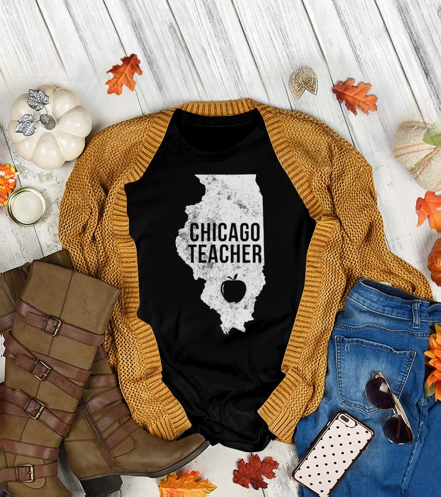 Red For Ed Chicago Teacher Public Education Illinois Apple T-Shirt