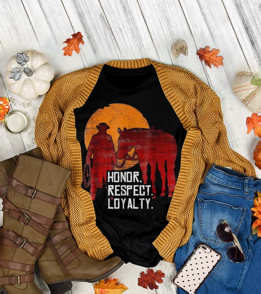 Red Horse Sunset Honor Respect Loyalty Cowboy T-Shirt