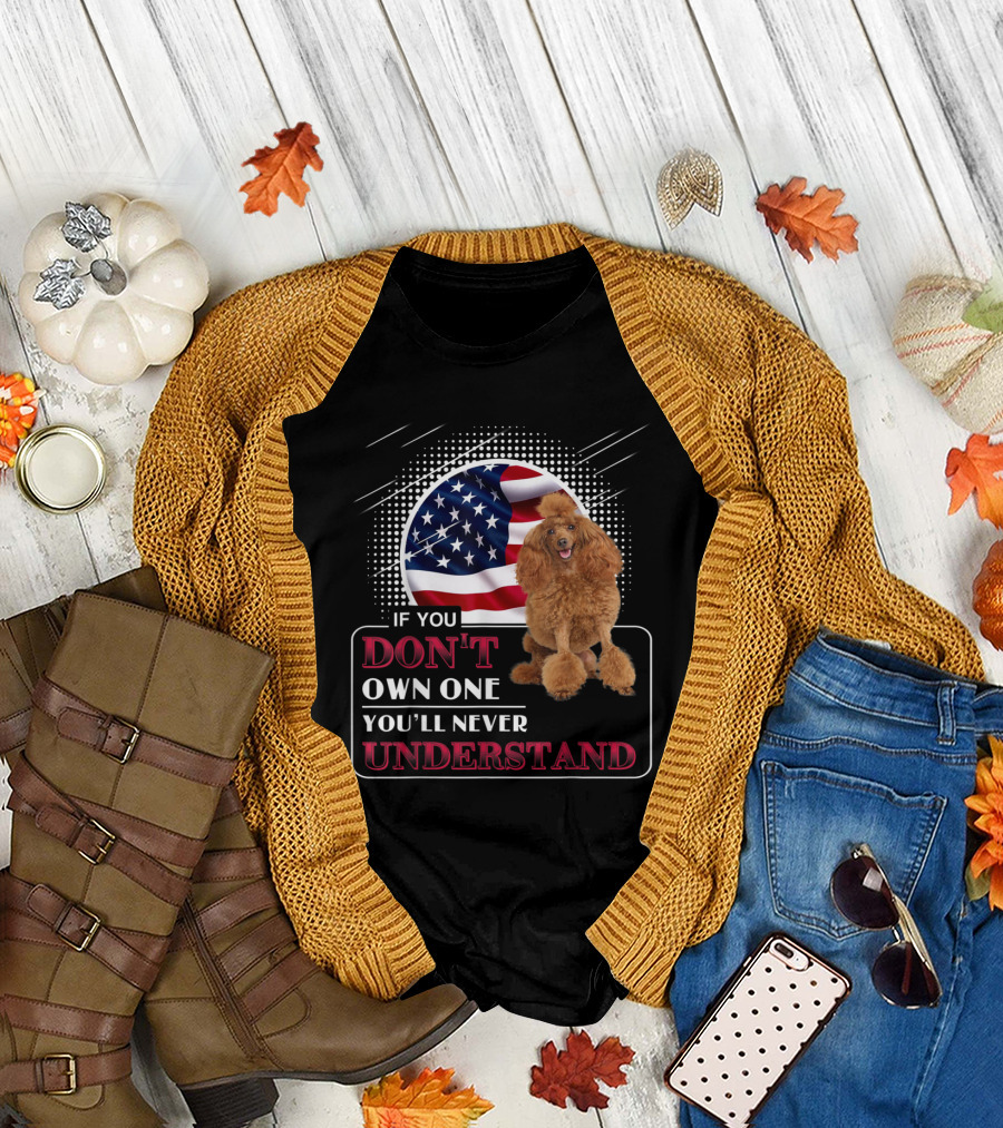If You Don't Own One You'll Never Understand Poodle with American Flag T-Shirt