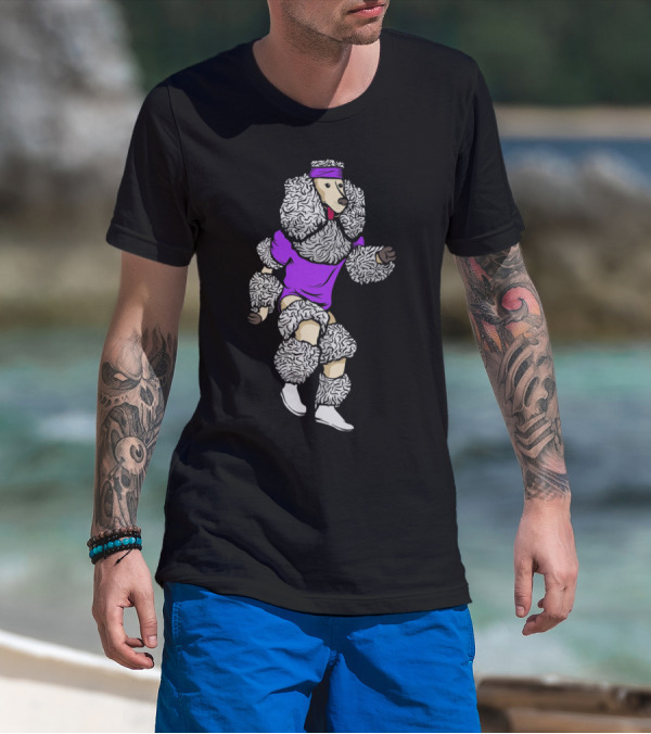 Poodle Wearing 80s Workout Outfit And Headband T-Shirt