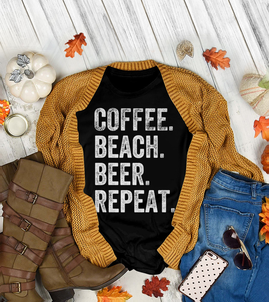 Coffee Beach Beer Repeat Shirt Mens T-Shirt
