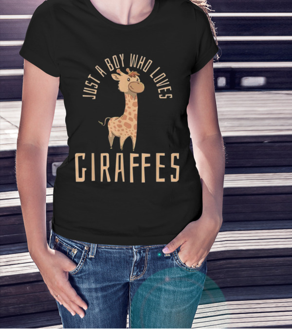 Just A Boy Who Loves Giraffes Safari Zoo Animal T-Shirt