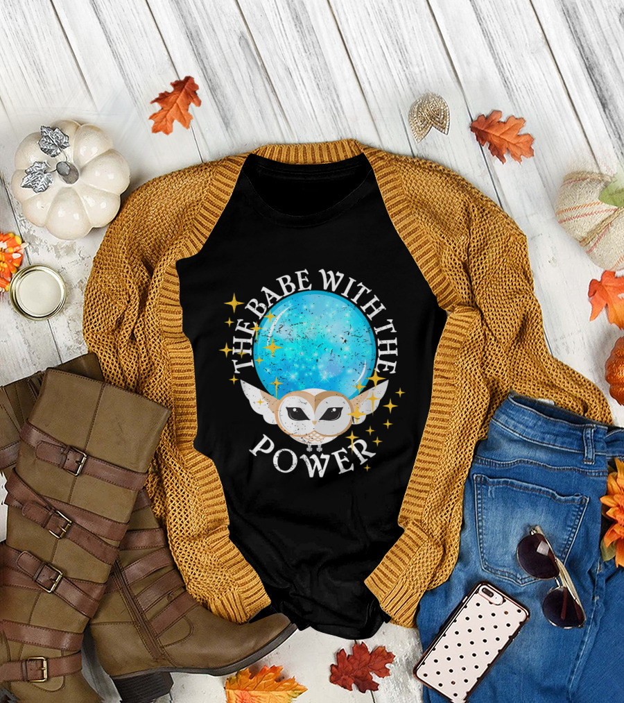 The Babe With The Power Vintage Styl Owl Crystal Sphere T-Shirt