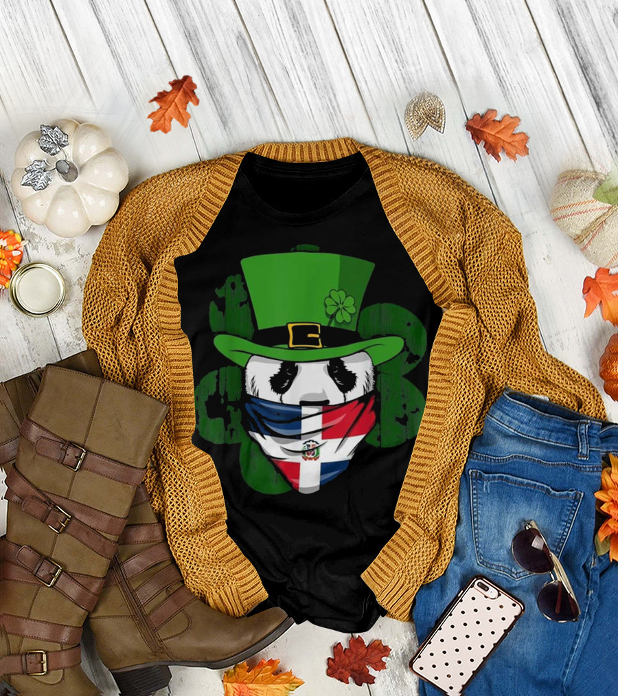 Dominican Panda Irish Bandana Shamrock Top Hat T-Shirt