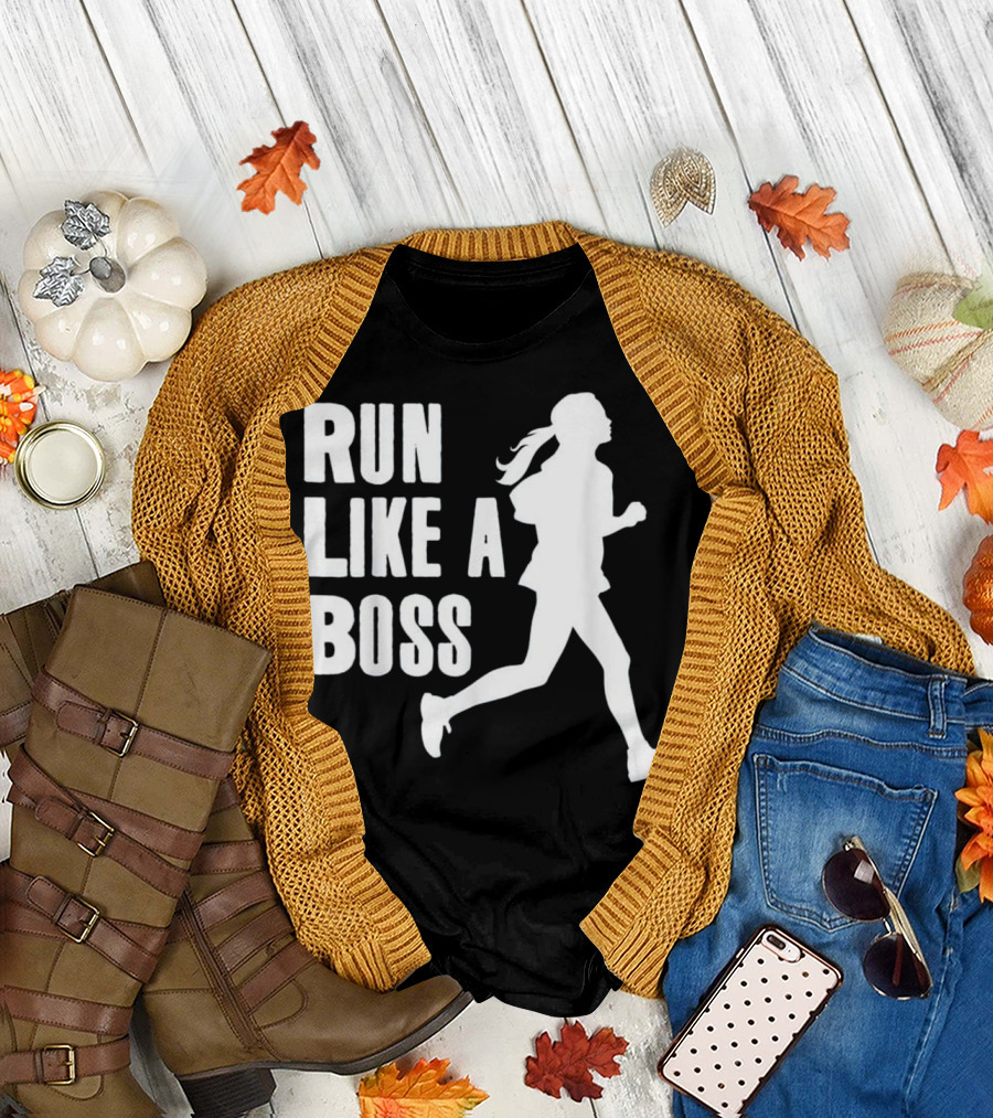 Run Like a Boss Girls Cross Country Jogging T-Shirt
