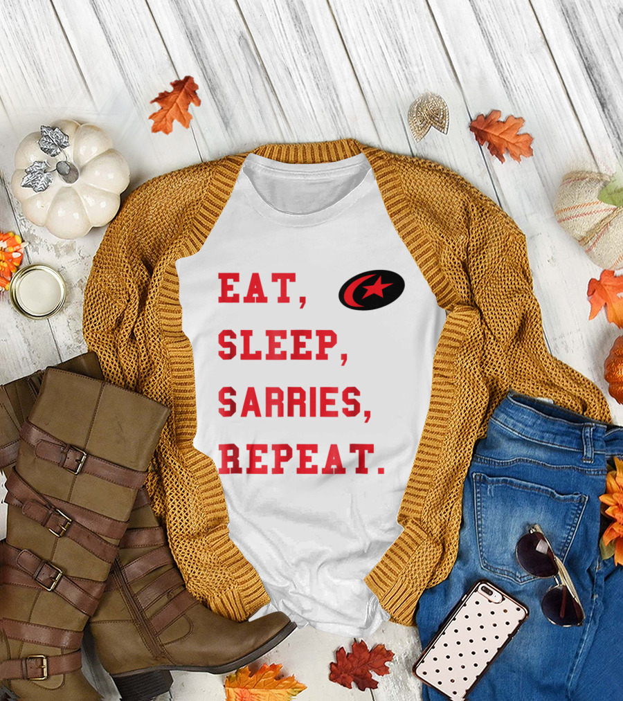 Eat Sleep Sarries Repeat Saracens Rugby English Premiership T-Shirt