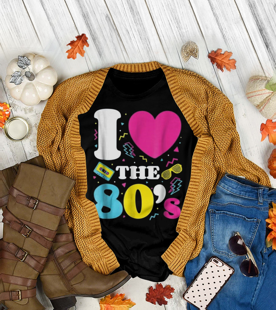 I Heart the 80's Cassette Sunglasses Retro Lightning T-Shirt