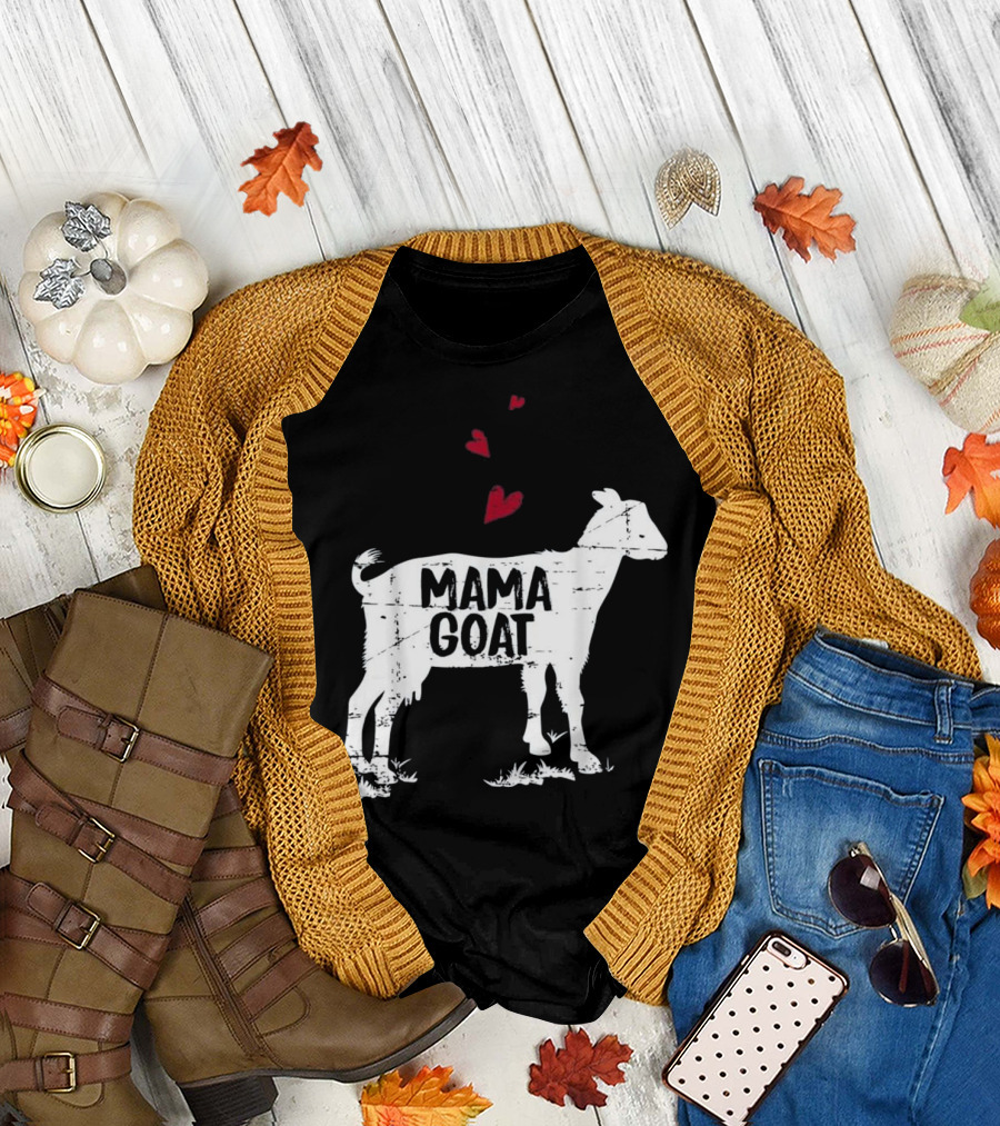 Mama Goat with Hearts Farm Humor T-Shirt