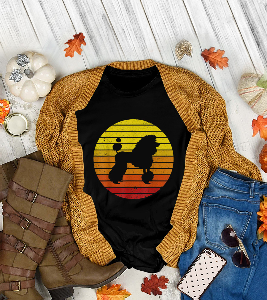 Vintage Poodle Retro Sunset T-Shirt