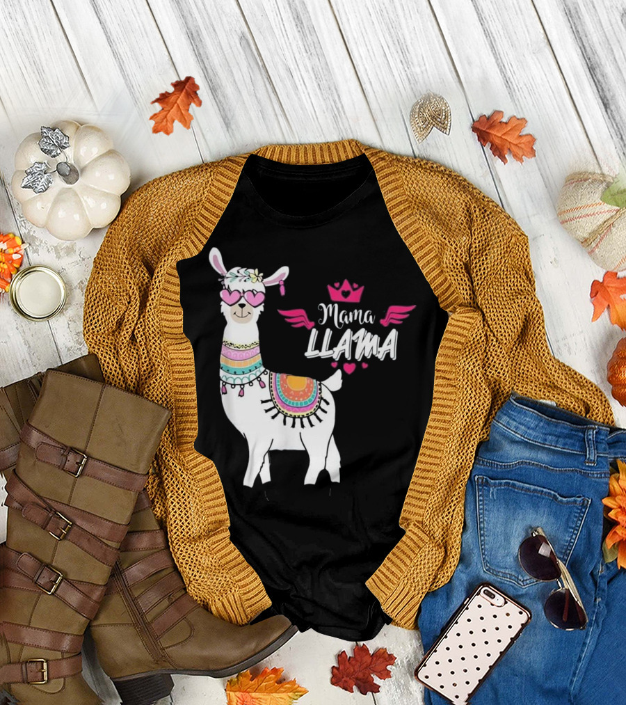 Mama LLama Pink LLama Mom LLama T-Shirt