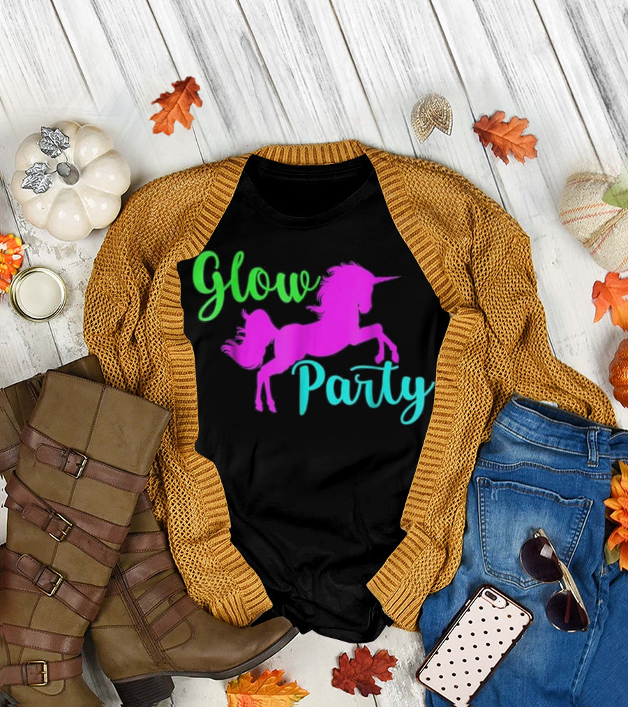 Glow Party Neon Unicorn Disco 90's T-Shirt