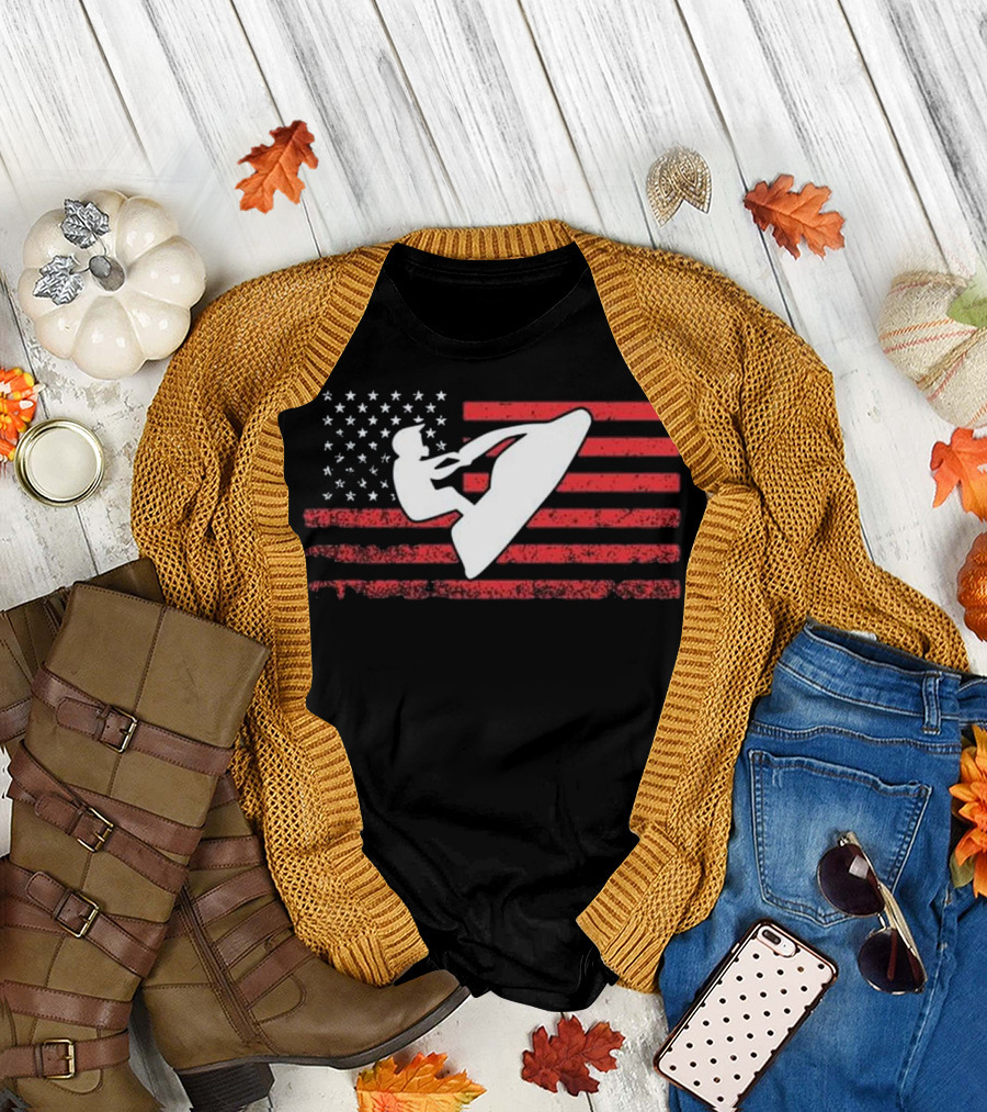 Jet Skiing American Flag T-Shirt
