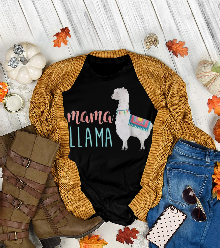 Mama Llama Llama Lover with Colorful Blanket T-Shirt