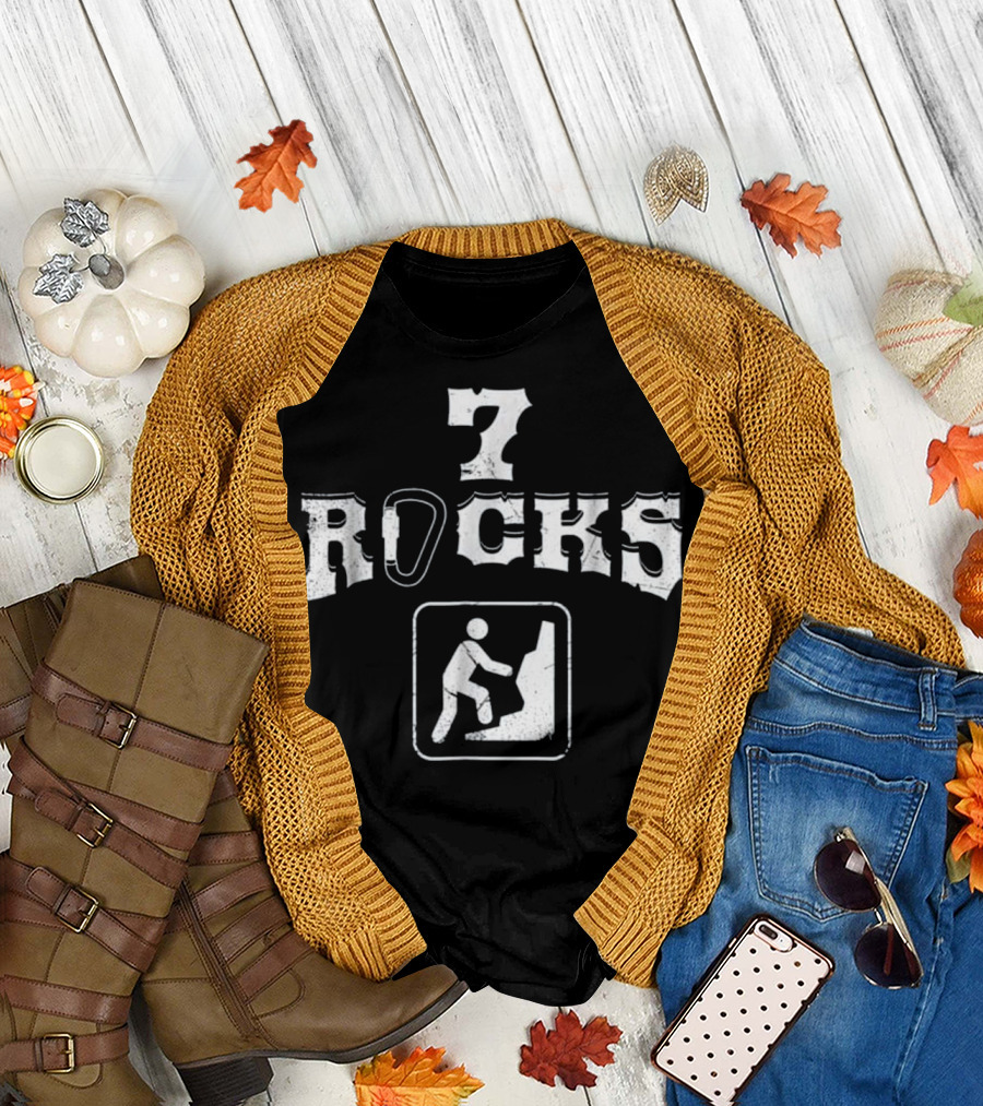 7 Rocks Rock Climbing Seven Year Old Birthday T-Shirt