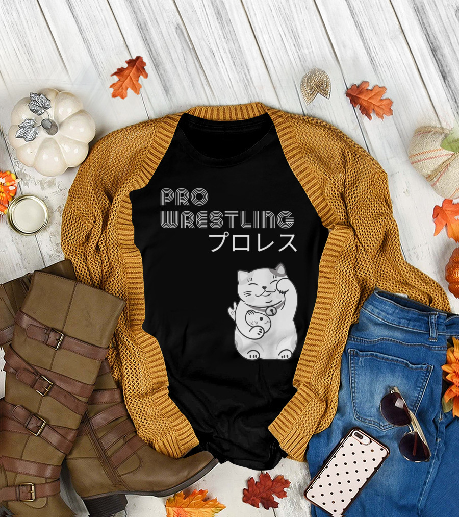 Pro Wrestling Kanji Cat Japan Indy T-Shirt