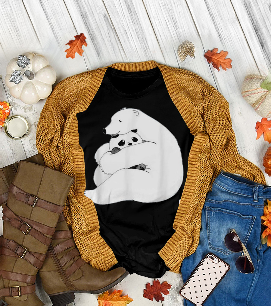Panda And Polar Bear Hug Warm Embrace T-Shirt
