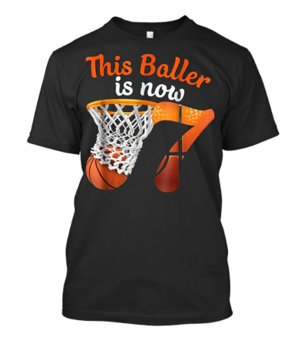 This Baller Is Now 7 Basketball Birthday Funny 7 T-Shirt