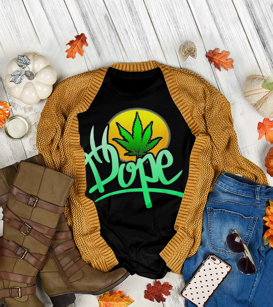 Dope Graffiti Marijuana Leaf Sunset Ganja T-Shirt